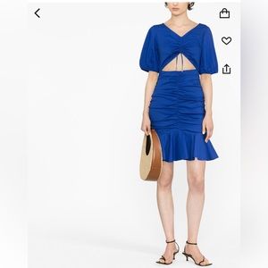 PINKO Blue Gathered Poplin Dress